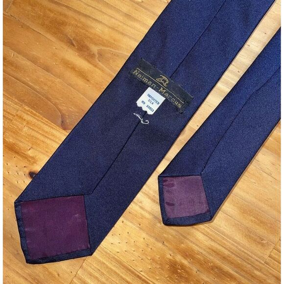 Neiman Marcus‎ Neck Tie Men Blue Vintage Repp Tie Imported Silk - Picture 1 of 5